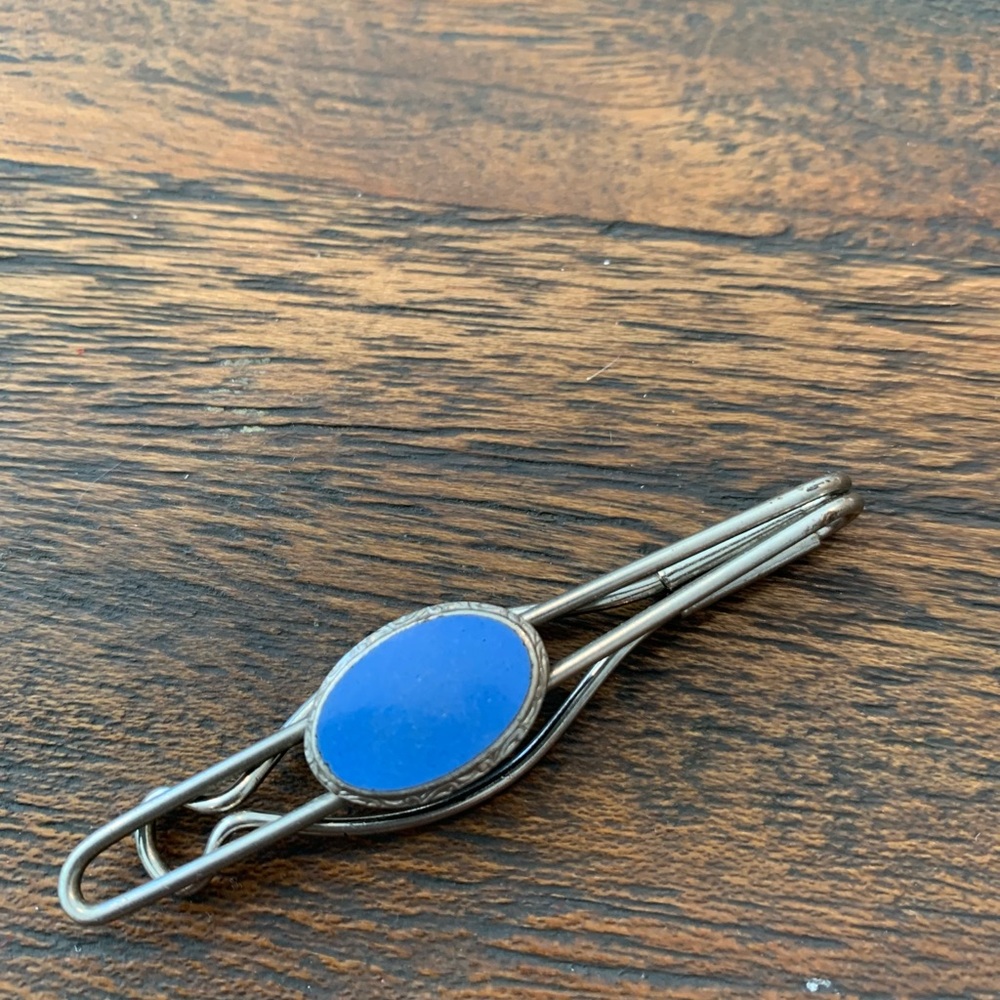 Vintage Blue Oval Tie clip